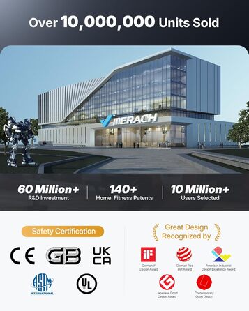 Велотренажер MERACH з магнітним опором, тихий, з покращеним амортизованим сидінням, власний додаток, стабільний H-фрейм, до 150 кг, блакитний з екраном