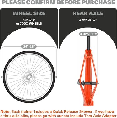 Роликовий тренажер Sportneer для велосипеда - магнітний тренажер для 26-28' та 700C, 6 рівнів опору, для занять в приміщенні, з низьким рівнем шуму