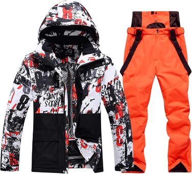 WOWULOVELY Зимовий комбінезон для чоловіків. Водонепроникний, вітронепроникний, ізольований. Комплект куртки та штанів для сноуборду та катання на лижах. Колір: зелений (229), розмір: S, #E Orange