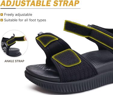 Жіночі трекінгові сандалі KuaiLu: зручні ортопедичні сандалі для піших прогулянок та спорту, літні сандалі на шнурівці, чорні (39 EU)