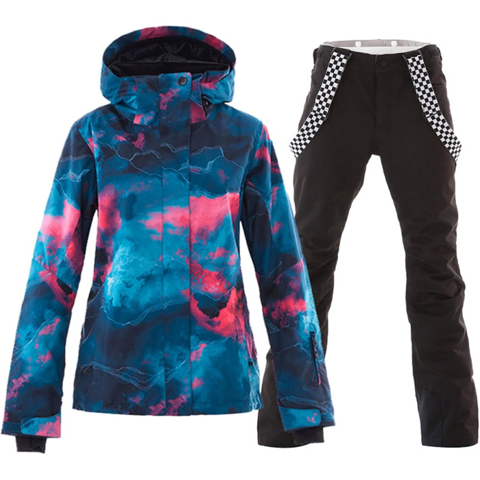 Костюм для сноубордингу та катання на лижах ALSOGO: комплект куртка та штани, водонепроникний, вітрозахисний, для сноубордингу, лиж, альпінізму (S, SMNGN+Black)