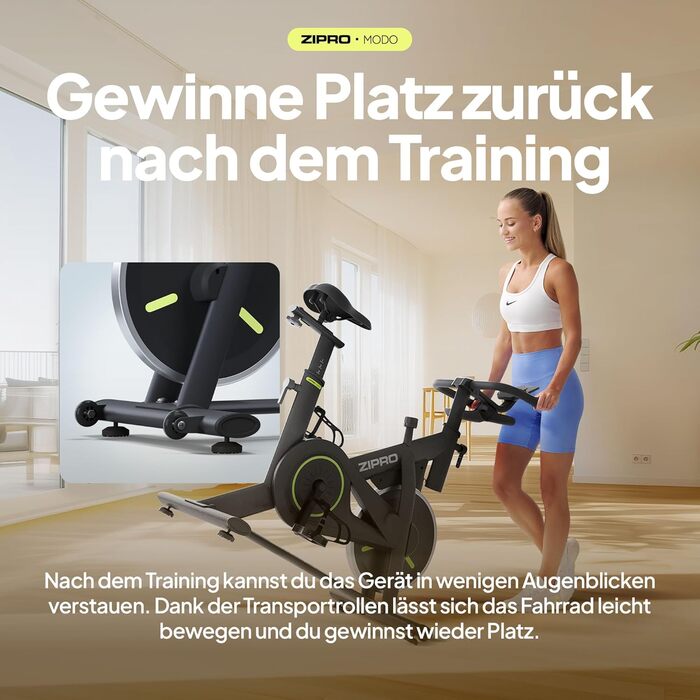 ZIPRO Hometrainer: велотренажер для дому з екраном та мобільною програмою. Стаціонарний велоергометр, до 120 кг, Cardio Fitness