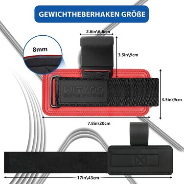 Допоміжні петлі для тяги, петлі для важкої атлетики, петлі для пауерліфтингу, для чоловіків та жінок, фітнес-аксесуар для силових тренувань, тяга, пауерліфтинг, кросфіт, червоний