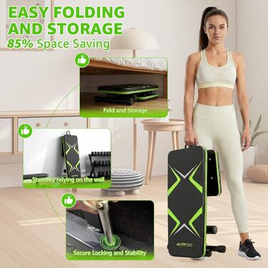 Складана лавка для тренувань з обтяженнями 330LBS, багатофункціональна, для дому, фітнесу, прес, зі змінним нахилом, зелена