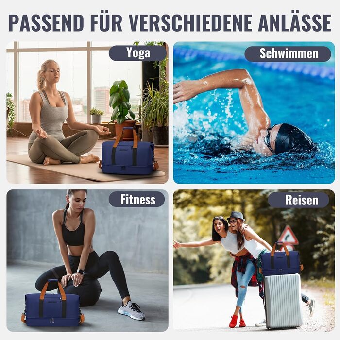 Спортивна сумка-рюкзак для чоловіків та жінок з відділенням для взуття та мокрого одягу, велика містка сумка для подорожей, тренувань, плавання (Navy Blue)