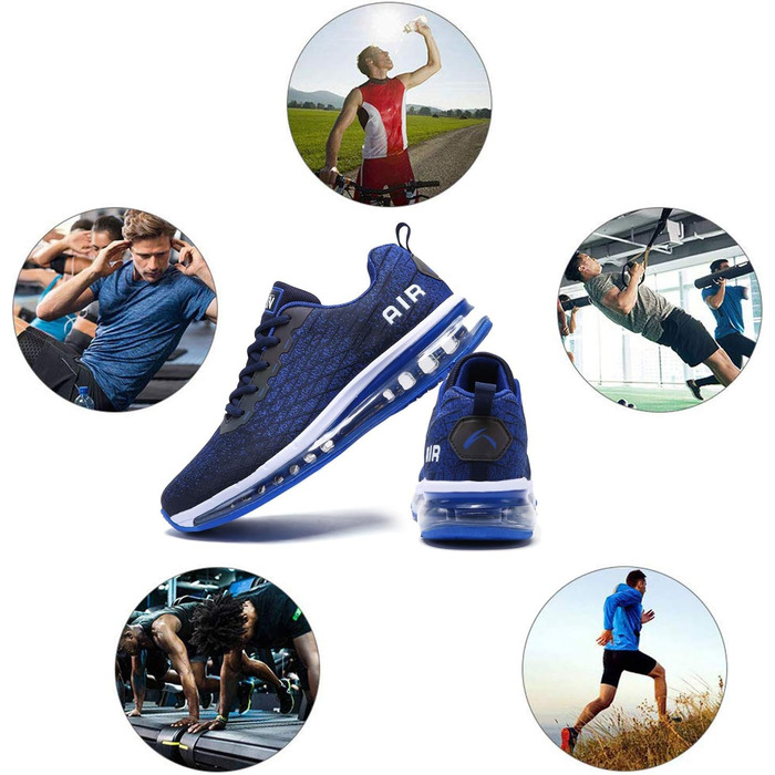 Кросівки для бігу Azooken: чоловічі та жіночі, для занять спортом, джогінгу, тенісу, бігу по вулицях, повсякденного носіння, активного відпочинку, фітнесу, трейлраннінгу. Розміри 36-47. Колір: білий, синій.