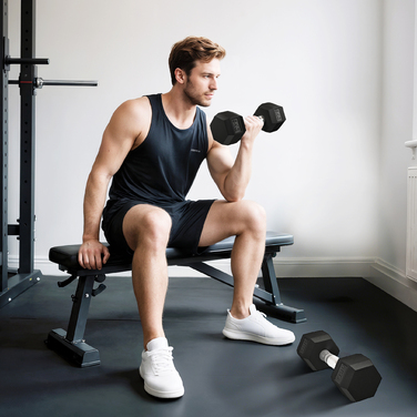 Набір гантелей Hexagon, 2 шт. з рифленим руків'ям, набір коротких гантелей з чавуну, 2 x 6 кг, гантелі для чоловіків та жінок, для дому, спортзалу, силових тренувань