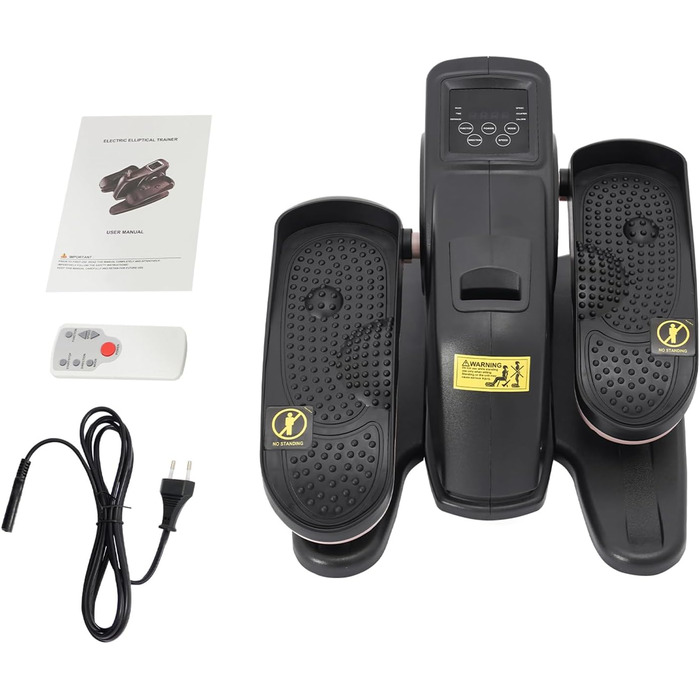 Міні еліптичний тренажер під стіл з пультом та дисплеєм, регульована швидкість, електричний, для дому, чорний+рожевий