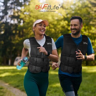 Вага для тренувань DH FitLife, регульована, 10/20/30 кг, для м'язів та силових тренувань | Вага для бігу | Фітнес-вага для жінок та чоловіків, чорна, 30 кг