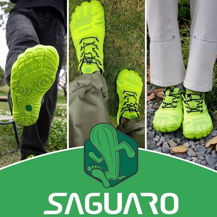 Чоловічі та жіночі барефти SAGUARO для трейлраннінгу та пляжу, дихаючі, швидковисихаючі, зелені, 47 EU
