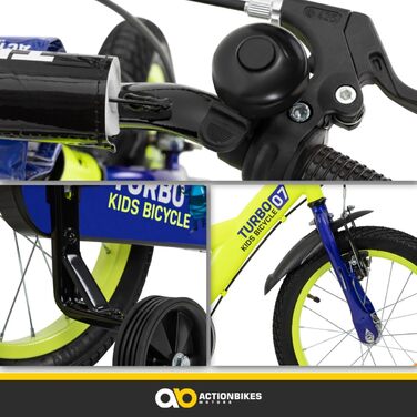 Дитяче велосипед Actionbikes Turbo 12/16 дюймів - V-Brake гальма, захистники, для дівчаток та хлопчиків (2-7 років)