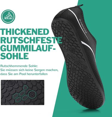 Чоловічі та жіночі аквашузи Sixspace для плавання, серфінгу, йоги та відпочинку на пляжі. Швидко сохнуть, дихаючі, чорні (розмір EU 37)