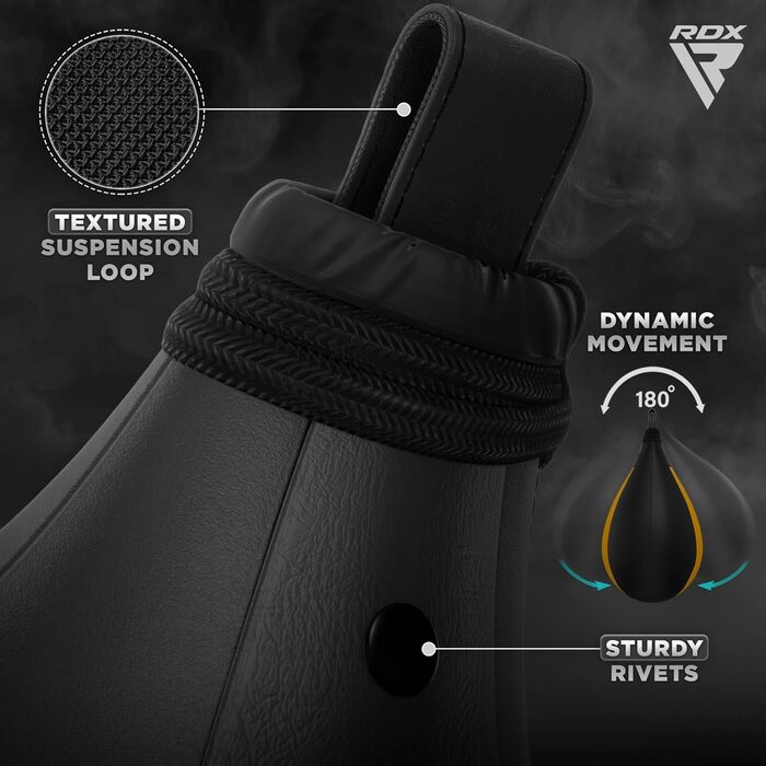 Боксерська груша RDX Speed Bag з поворотним кріпленням, шкіряний, для ударів, MMA, муай-тай, фітнесу, тренувань, кікбоксингу, домашнього залу, жовтий