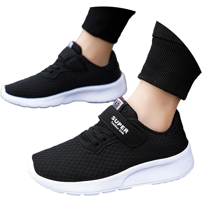 Дитячі кросівки з світлою підошвою - зручні та легкі спортивні кросівки для хлопчиків та дівчаток, розмір 39 EU, чорний колір