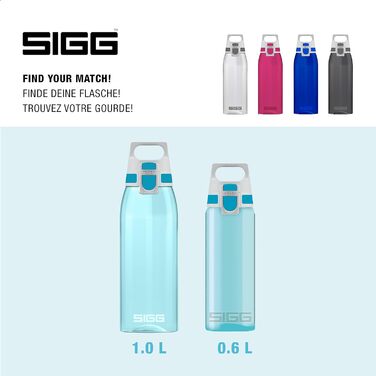 Пляшка для води SIGG Tritan 1 л Aqua, легка, герметична, для газованих напоїв, BPA-free, підходить для миття в посудомийній машині