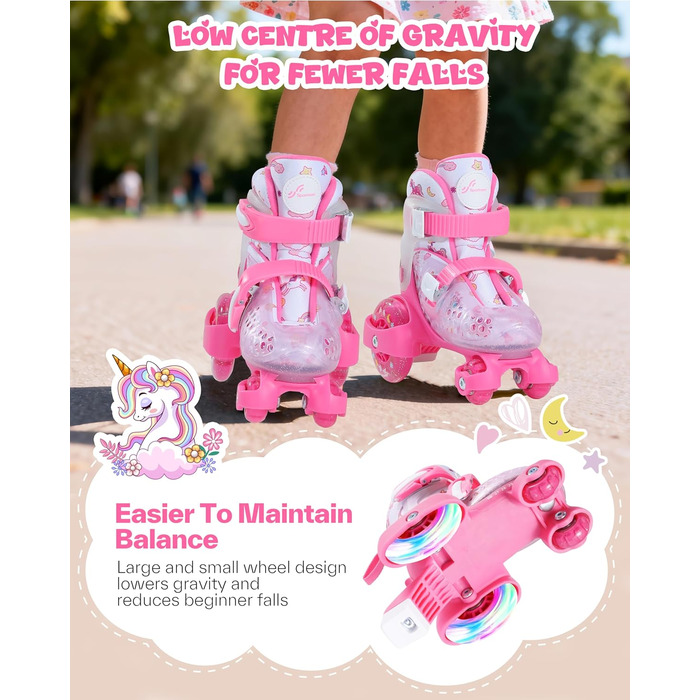 Дитячі ролики для дівчаток, регульовані, розмір 24-31, рожеві