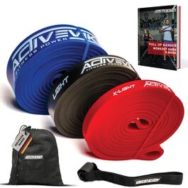 Фітнес-гуми для тренувань Resistance Bands G - Light (Червоний, Чорний, Синій) з анкером для дверей та eBook