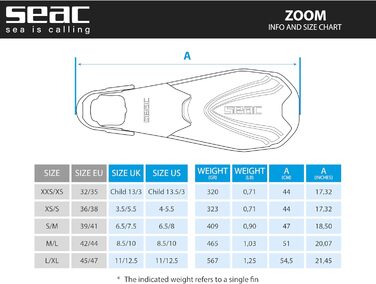 Ласти SEAC Zoom для дорослих та дітей для плавання та снорклінгу, жовті, 39-41