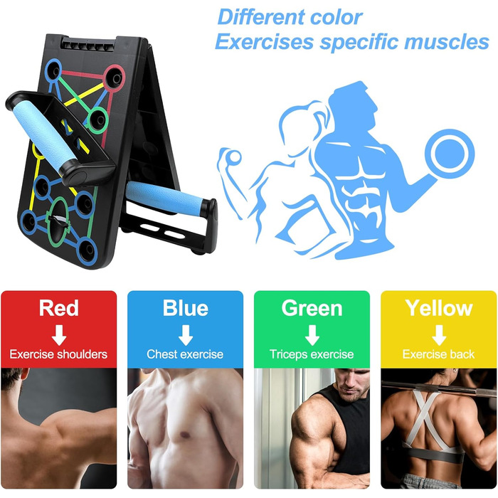 Лежанка для віджимань складана з еластичними тросами для тренувань м'язів та фітнесу