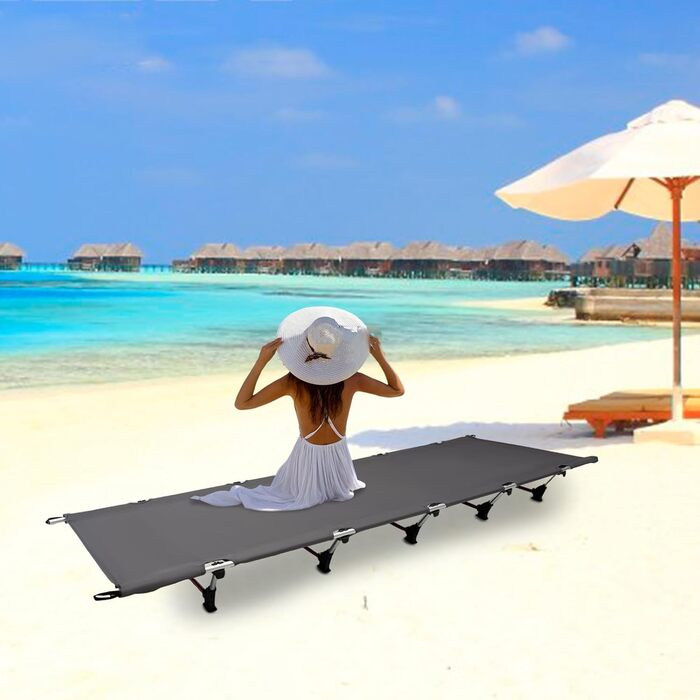 Розкладне ліжко для кемпінгу, туристичне ліжко-крісло, 190x65x15 см, з сумкою, до 150 кг