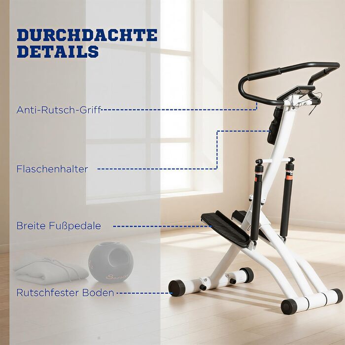 Сходи-степер SPORTNOW для дому, складаний з LCD-екраном, датчиком пульсу, 12 рівнів опору, компактний вертикальний клімбер для кардіотренувань та загальної фізичної підготовки