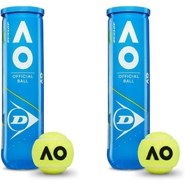 Тенісні м'ячі Dunlop Australian Open для глинистого, твердого та трав'яного покриття, 4 штуки (упаковка з 2)
