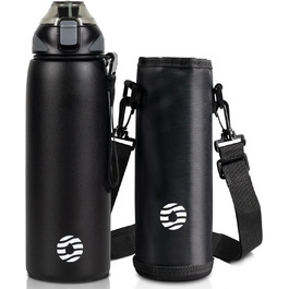 Дитяча термобутилка FJbottle з нержавіючої сталі 1 л, BPA-Free, герметична, для газованої води, спорт, школа, велосипед, чорна