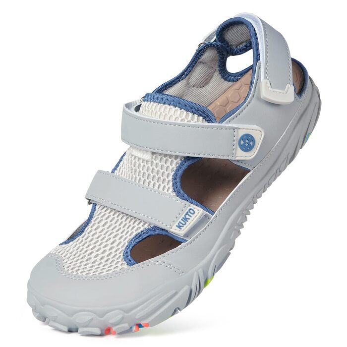 Чоловічі та жіночі сандалі для пляжу та спорту Hsyooes (43 EU, Сірі) - аквашузи, швидковисихаючі, регульовані, для піших прогулянок