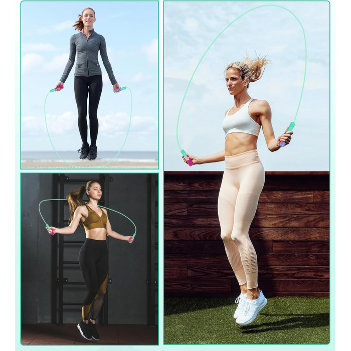 Стрибкове канат для фітнесу, з вагою, регульований, для жінок та чоловіків, зелений