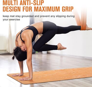 Килимок для йоги Marjar з неслизьким покриттям, фітнес-килимок для занять спортом та йогою, 183 x 61 x 0.6-1 см, помаранчевий