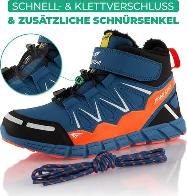 Черевики для ходьби жіночі та чоловічі, зимові, з утеплювачем, кольори: синій, помаранчевий, розмір 43 EU