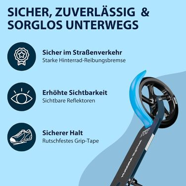 Самокат HUDORA BigWheel Pure алюмінієвий, складаний, для дорослих і підлітків, до 100 кг, з підніжкою, регульований кермо
