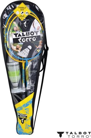 Набір для бадмінтону Talbot-Torro Family: 2 дитячі ракетки (53 см), 2 стандартні ракетки, 3 волани, регульована сітка, сумка, 449507 Single