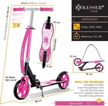 Дитячий самокат KESSER® для міста, складаний, ролер