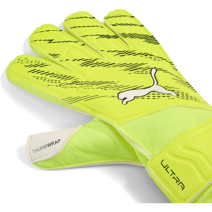 Воротарські рукавиці Puma Ultra Play RC, унісекс, чорно-сірі (багатокольорові), розмір 10 (9), жовто-чорні