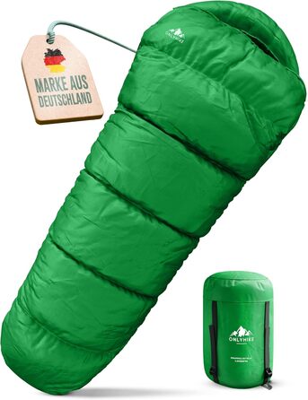 Сплячий мішок ONLYHIKE® Outdoor I [300GSM] - теплий, легкий (1700г) для весни, осені та зими [-5°C до 10°C] | Для кемпінгу, відпочинку на природі та подорожей | Розмір M-XL, Колір: Зелений