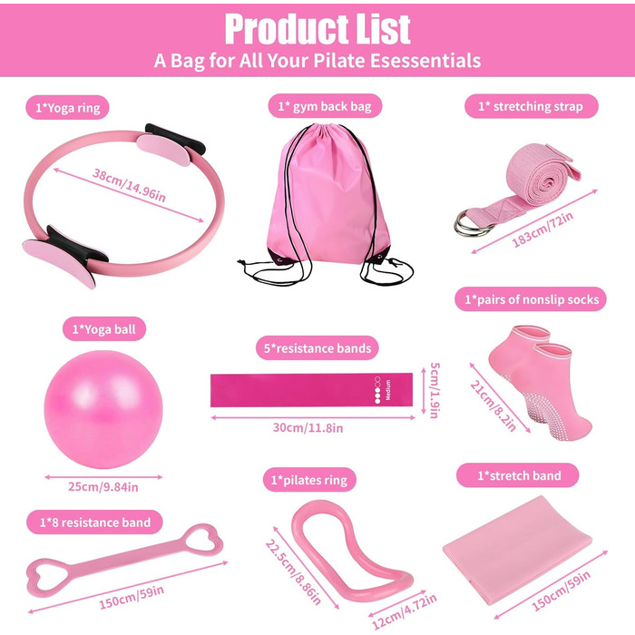 Набір для пілатесу 13 в 1: все необхідне для дому та студії (кільце, м'яч, стрічки)