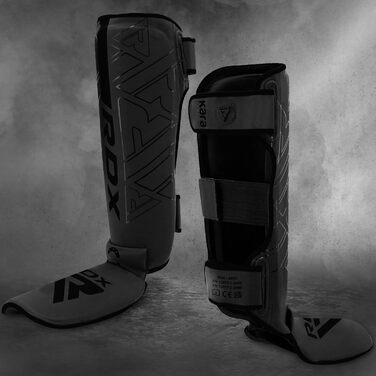 Захисні щитки для гомілки RDX Kara з Maya Hide для муай-тай, кікбоксингу, MMA, карате, BJJ, крав-мага, спарингів, з захистом стопи, шкіряні