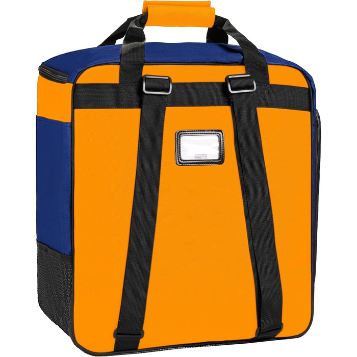 Чохол для лижних черевиків BRUBAKER з відділенням для шолома - Super Function. Сумка-рюкзак для лижних черевиків, синьо-помаранчевий колір