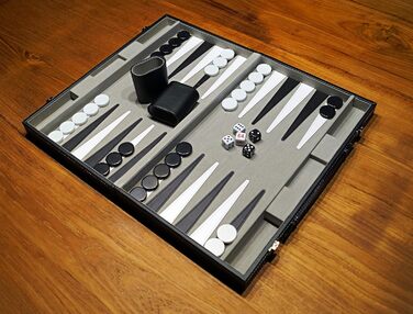 Набір для гри в нарди PrimoGames Attaché, штучна шкіра, фетрова підкладка, 48x38 см, з кубиками та стаканчиками