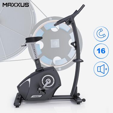 Велотренажер MAXXUS 4.2 з магнітною системою гальмування, 160 кг, 12 програм, 16 рівнів навантаження, 9 кг маховик, LCD-дисплей, Bluetooth, домашній фітнес-велосипед