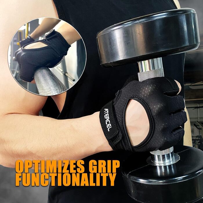 Фитнес рукавички ATERCEL для їзди на велосипеді, тренувань, фітнесу. Дихаючі рукавички для чоловіків та жінок сірого кольору, розмір L