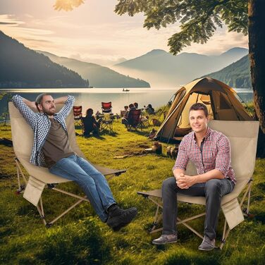 Зручний складаний стілець для кемпінгу та відпочинку на природі (150 кг), легкий, з регулюванням кута нахилу, з сумкою, хакі