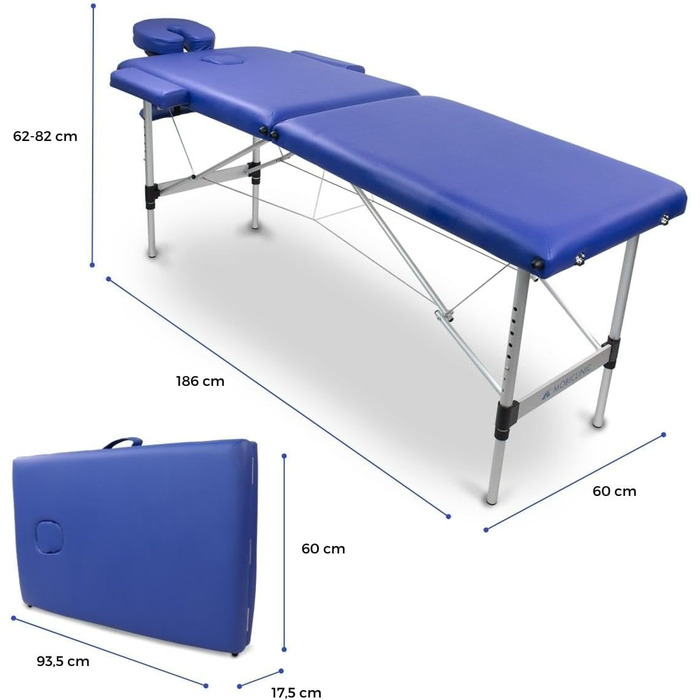 Складний масажний стіл Mobiclinic CA-01 Light, алюмінієвий, екошкіра, 186x60 см, регульований, переносний, з підголівником і сумкою, для фізіотерапії
