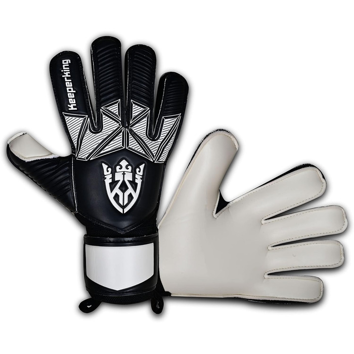 Воротарські рукавички Keeperking для дітей, юніорів та дорослих. Без пальців, 4 мм, латекс, унісекс, чорно-білі (3)