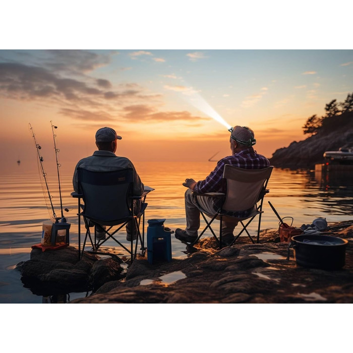 LED налобний ліхтар NREDXOON з акумулятором, USB-C, 5 режимів освітлення (вкл. червоне), водонепроникний IPX4, надяскравий для кемпінгу, бігу, ремонту та надзвичайних ситуацій (2 шт.), чорний