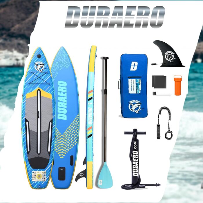Надувна SUP-дошка DURAERO 330x76x15 см з кріпленням для камери, комплект аксесуарів, вантажопідйомність до 150 кг