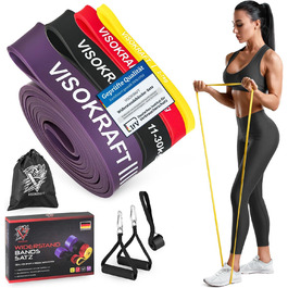 Резинки для фітнесу VISOKRAFT з дверним кріпленням та ручками, для силових тренувань, йоги, стрейчингу та фізіотерапії