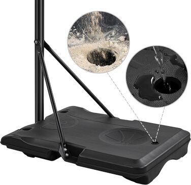 Баскетбольне кільце Yaheetech з регульованою висотою на стійці з колесами для вулиці та приміщення (76,5x56,5x249 см)