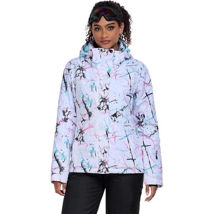 Жіночий сніговий комбінезон HOTIAN: водонепроникний, вітронепроникний, теплий, для катання на лижах, сноуборді, походів та альпінізму. SMN M 2colorful+white